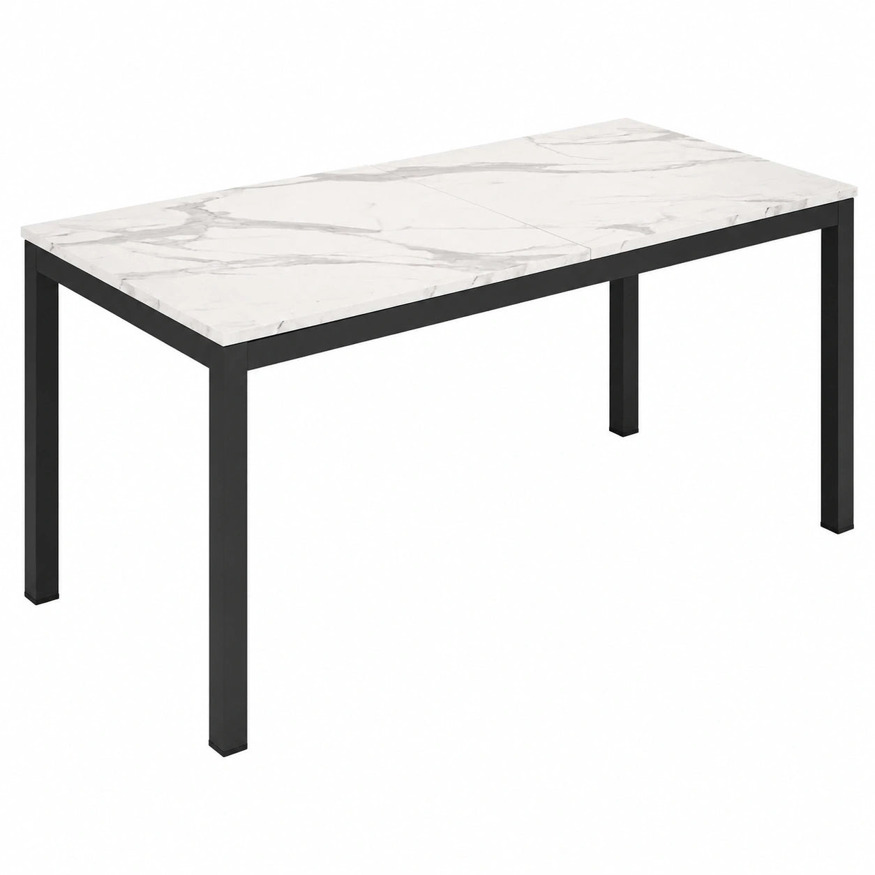 Tavolo da Pranzo Allungabile Giotto in Marmo di Carrara, Design Moderno, 160x85 cm, con Prolunghe Centrali da 40 cm, Made in Italy