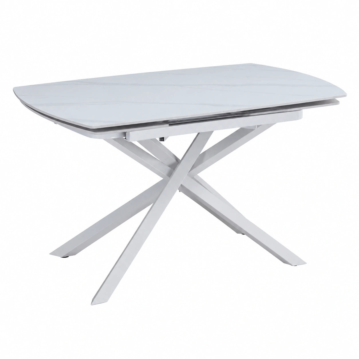 Tavolo Allungabile in Ceramica Bianca e Metallo - Design Moderno 130-190 cm
