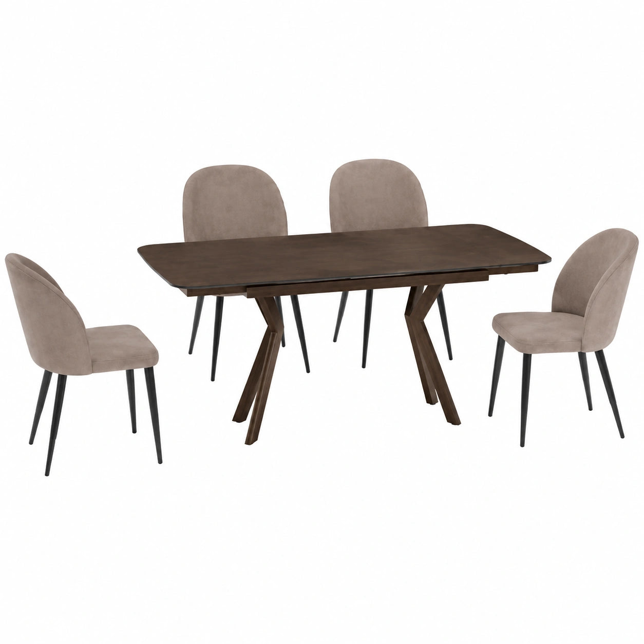 Tavolo da pranzo estendibile MILOS 140-200 cm, design moderno in metallo corten e gambe bronzo