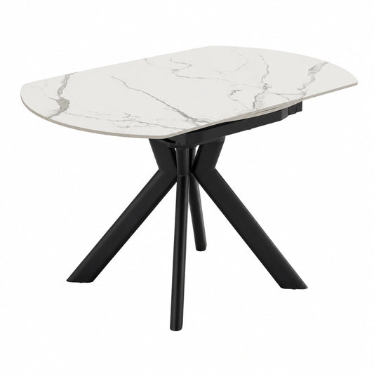 Tavolo da pranzo moderno ellittico estensibile 120x80 MAUI in Marmo Calacatta Gold