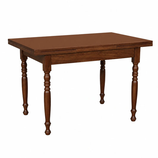 Tavolo da Cucina Allungabile in Legno Noce Scuro con Gambe Tornite