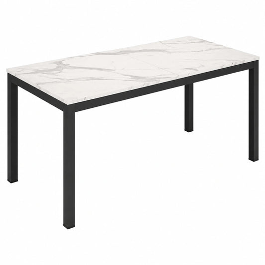 Tavolo da Pranzo Allungabile Giotto in Marmo di Carrara, Design Moderno, 160x85 cm, con Prolunghe Centrali da 40 cm, Made in Italy