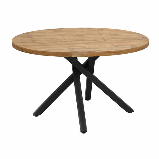 Tavolo Rotondo Estensibile Nada con Gambe Incrociate Nere, Rovere Rustico 100x75 cm