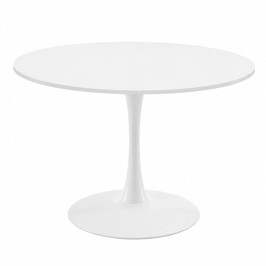 Tavolo Rotondo Moderno per 4 Persone, Ø 100 cm, Bianco, Ideale per Cucina e Ufficio