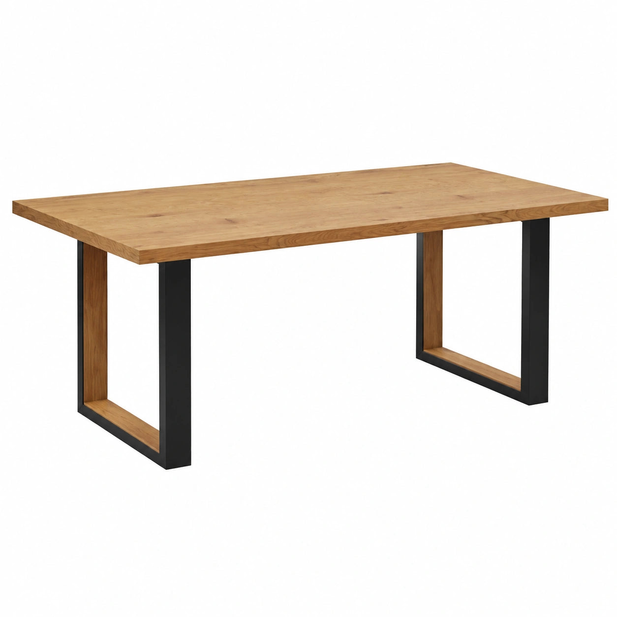 Tavolo Gabriele in Rovere Rustico con Gambe in Metallo, 180x90x75 cm, per Cucina e Ufficio
