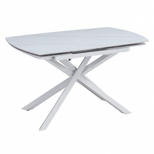 Tavolo Allungabile in Ceramica Bianca e Metallo - Design Moderno 130-190 cm