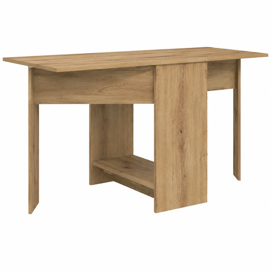 Tavolo da Pranzo Allungabile in Legno Rovere, Salvaspazio con Ripiano, 138x70x73,5 cm