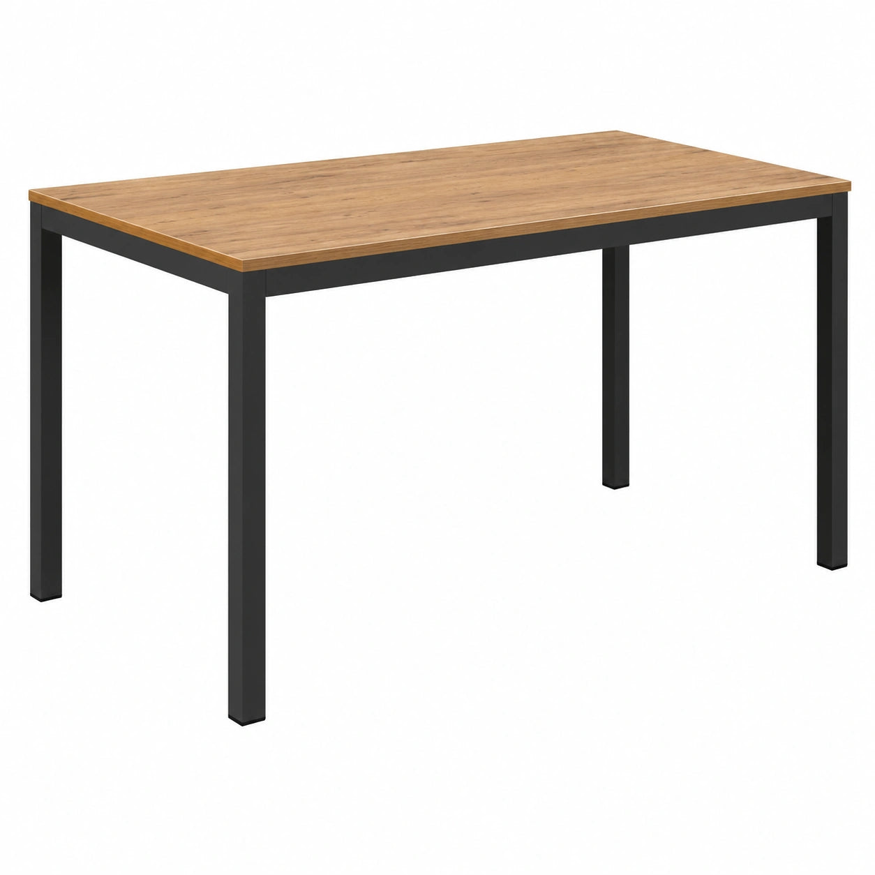 Tavolo Alessio in Rovere Rustico con Gambe Nere per Cucina e Soggiorno, 110x68x75 cm