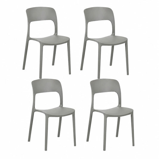 Set di 4 Sedie Impilabili da Giardino e Interni, Design Moderno in Polipropilene, Grigio Chiaro