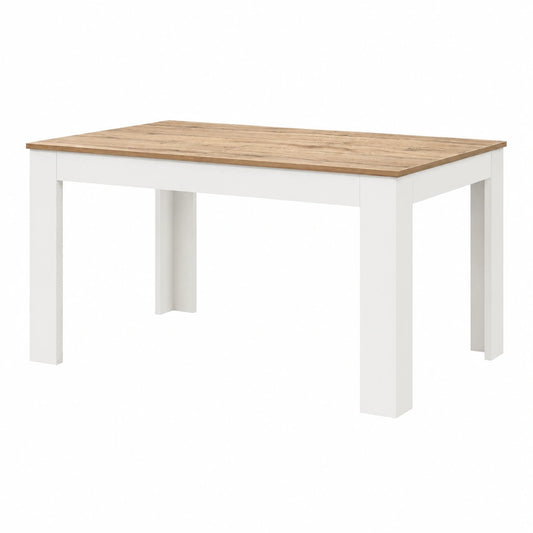 Tavolo Estensibile Adriana, Rovere Rustico e Gambe Bianche, Perfetto per Cucina e Soggiorno, 120x80x77 cm, Prodotto in Italia