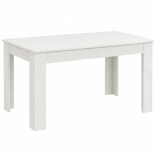 Tavolo Allungabile Gaia in Bianco Frassinato, Rettangolare, Made in Italy, 140x90 cm