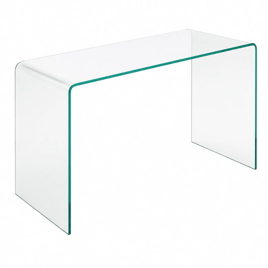 Tavolino Consolle in Vetro Curvato Design Moderno, 120x80x40 cm