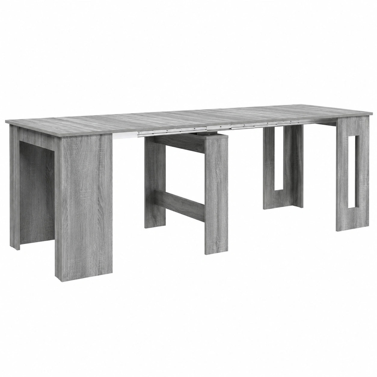 Tavolo da pranzo allungabile moderno in legno grigio Sonoma, 240 x 85 x 75 cm, per 8-10 persone, adatto per cucina, sala e ufficio