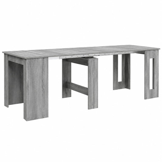 Tavolo da pranzo allungabile moderno in legno grigio Sonoma, 240 x 85 x 75 cm, per 8-10 persone, adatto per cucina, sala e ufficio