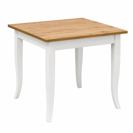 Tavolo Fisso in Rovere Rustico con Gamba Bianca, Ideale per Ristoranti e Bar, 80x80 cm