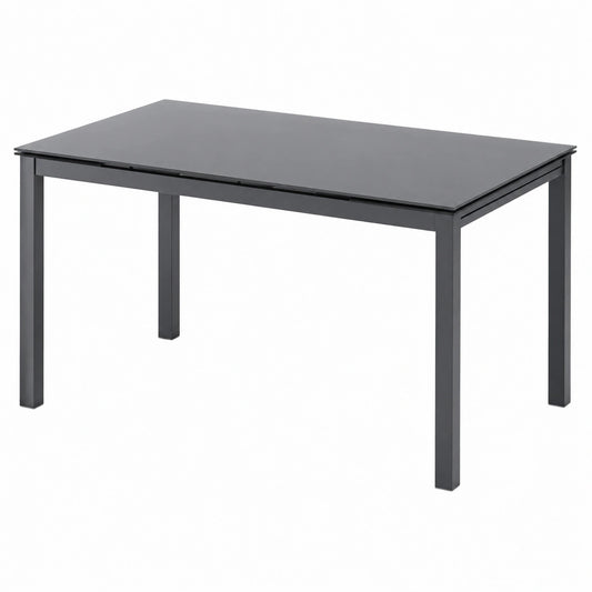 Tavolo Estensibile William in Vetro Grigio con Base in Metallo, 140-200 cm