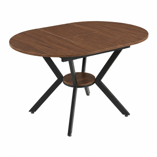 Tavolo da pranzo allungabile in legno di noce, 100/140 x 80 cm, per 4-8 persone, struttura in metallo robusta, facile manutenzione, design elegante per cucina e sala da pranzo