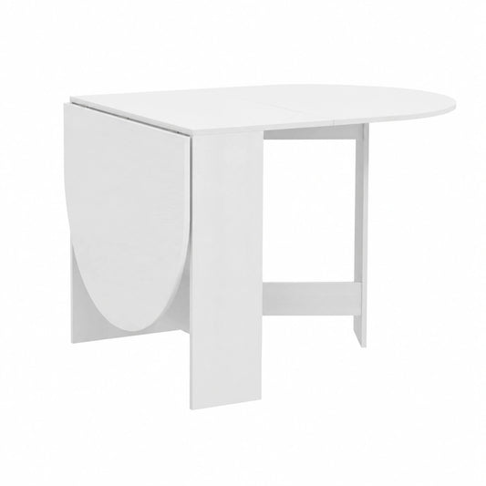 HOMCOM Tavolo Pieghevole Salvaspazio, Tavolo da Pranzo Ovale con 2 Ribalte per 6 Persone, Ideale per Casa e Ufficio, Bianco