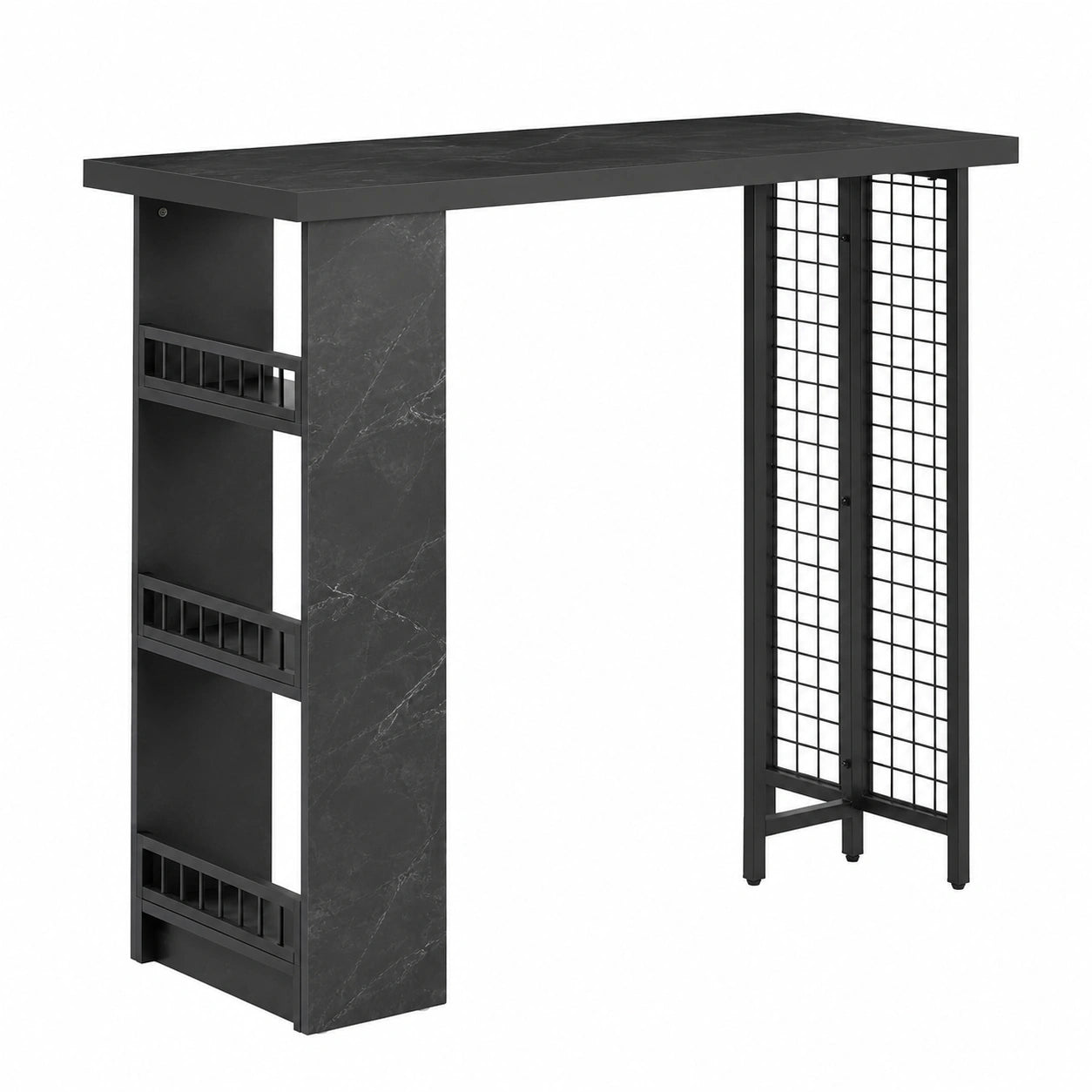 SoBuy Tavolo da Bar Alto Nero con Ripiano 120x50x105cm per Cucina e Balcone