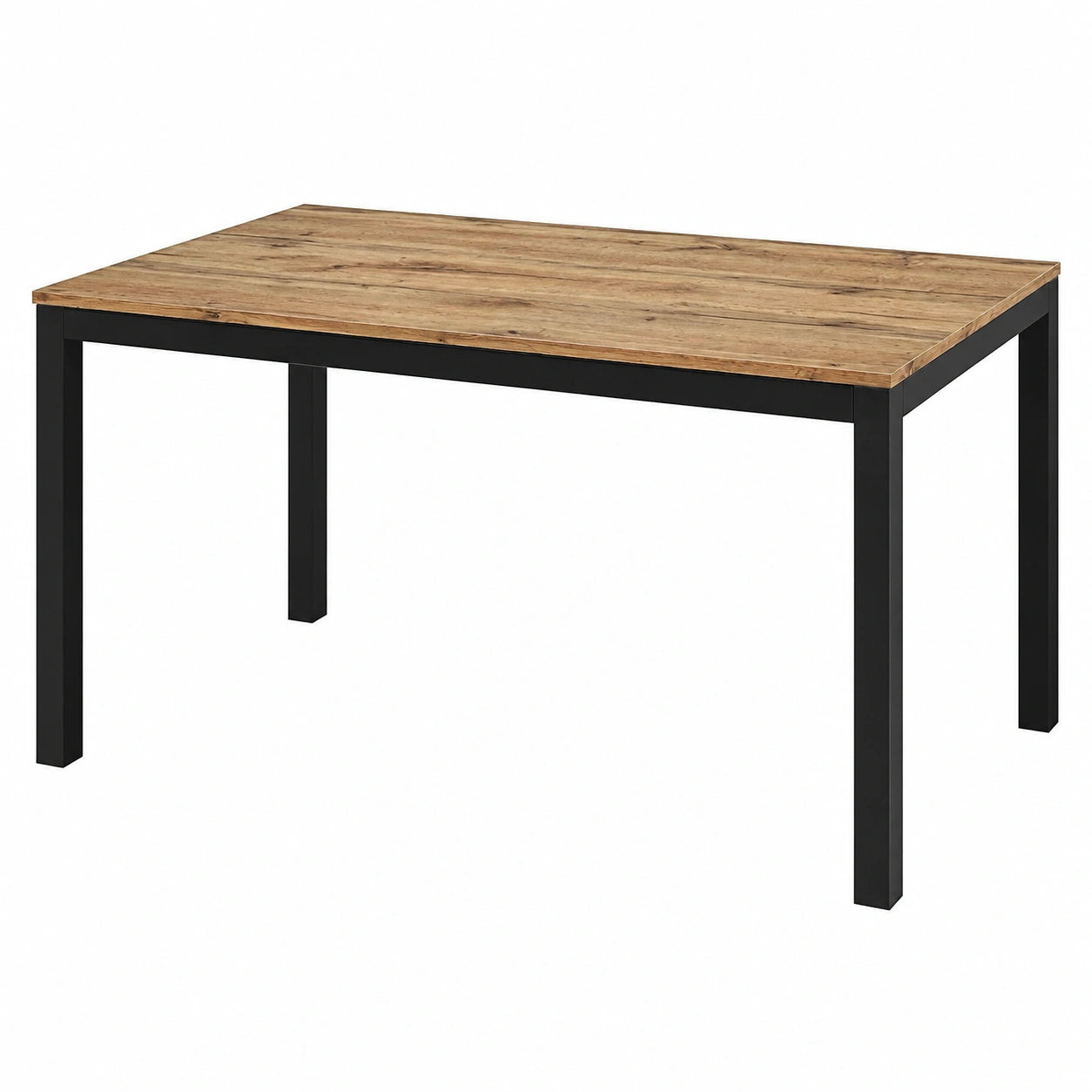 Tavolo Allungabile Michelle in Rovere Rustico, Gambe in Metallo Nero, 120x80x75 cm, Made in Italy