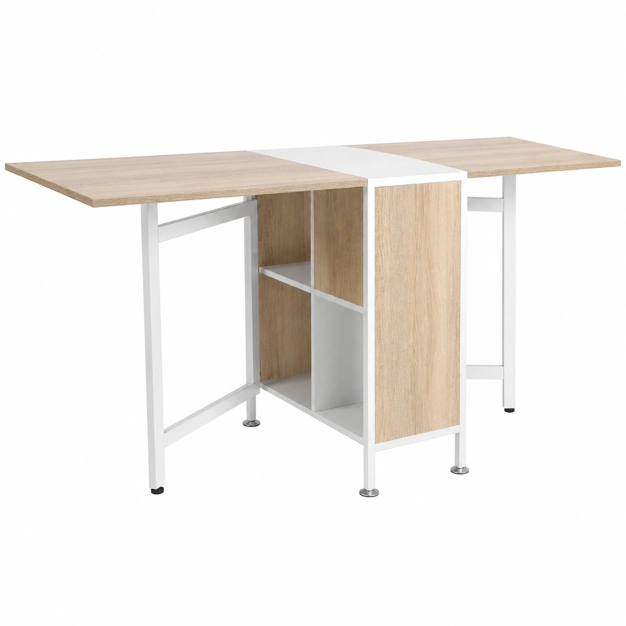 Tavolo Pieghevole Multifunzionale con 4 Ripiani, 169x62x75cm